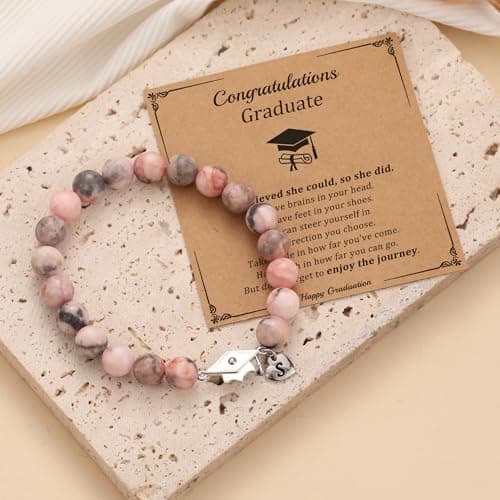 Sistble 2026 Graduation Gifts Class of 2026 Gifts A-Z Initial Graduation Bracelets for Her College High School 8th 6th 5th Grade Graduation Gifts Graduation Cap Decorations Inspirational Jewelry view 6