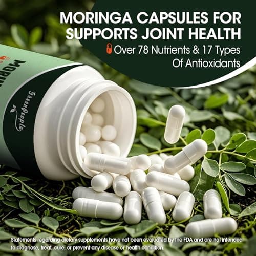 Moringa Capsules 1000mg with Turmeric, Green Tea & Ginger Extract - 7-in-1 Superfood Supplement for Energy, Immune Support & Joint Comfort - Vegan, Non-GMO Antioxidant Blend for Men & Women, 120 Ct view 6