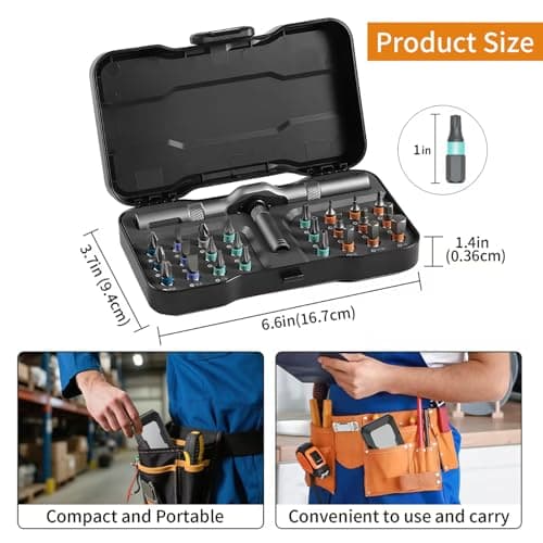 24 in 1 Magnetic Ratchet Screwdriver Set, Multi Bit DIY Magnetic Screwdriver Set with Detachable Ratchet Handle, Portable Precision Repair Tool Kit for Furniture, Electronics, Bicycle view 2