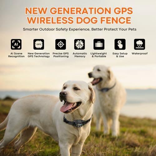 GPS Wireless Dog Fence System: Electric Fence for Dog with 4-Zone Progressive Correction & 3 Modes, 55-6000ft Adjustable Range, Waterproof Rechargeable GPS Dog Collar for Medium Large Dogs Outdoor Use view 2