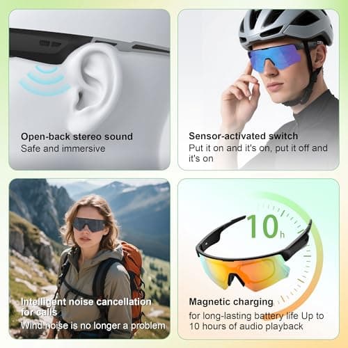 Blackview Bluetooth Sunglasses, UV400Protection, Bult in Mic & Speakers, Voice Assistant Compatible, 5.4 Bluetooth, Polarized Lens for Outdoor Activities view 3