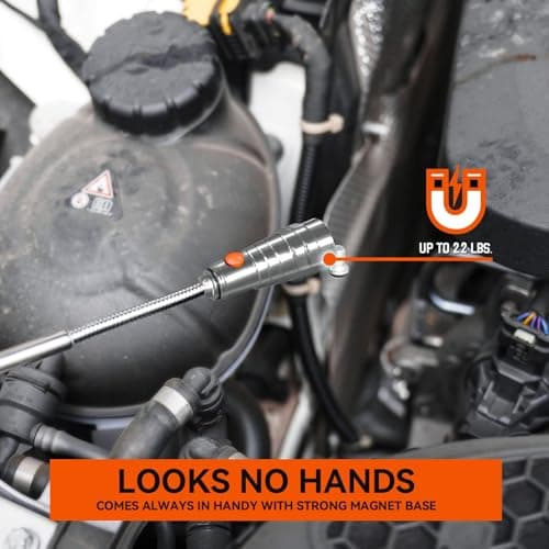 VIBELITE Extendable Magnetic Flashlight with Telescoping Magnet Pickup Tool-Cool Gadget Gifts for Men, Him, Teen Boys, Dad, Father, Mechanic, Boyfriend, Women, Birthday Gifts for Men, Silver, 2 Pack view 6