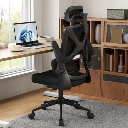 Ergonomic Office Chair - Desk Chair with Adjustable Headrest Lumbar Support Computer Chair - Mesh Comfy Chair with Flip-up Armrests - Gaming Chairs for Adults Home Office 330 LBS (White+Black) view 6