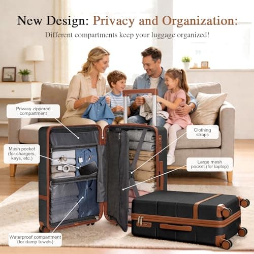 Maungti Luggage Sets, 2 Piece Suitcase set with wheels Tsa Lock 20/24 inchi Hardshell Waterproof Travel Suitcases luggage for Women/Men/Family（Black view 2