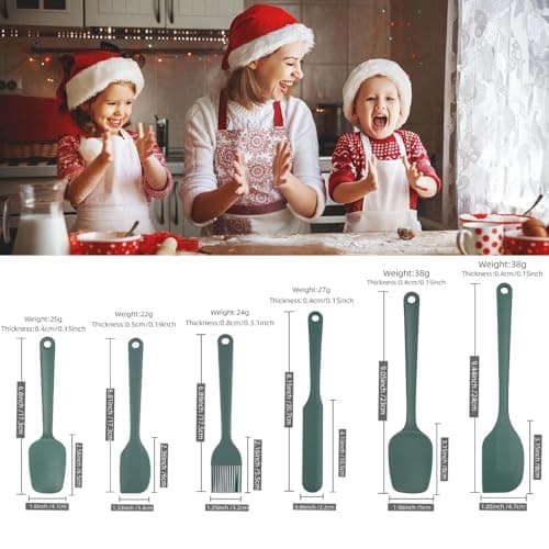 Silicone Spatula Set of 5-600°F Heat Resistant Kitchen Scraper Spatulas, Strong Steel Core and One-Pieces Seamless Design, Great for Cooking Mixing & Baking - BPA Free & Dishwasher Safe (green) view 3