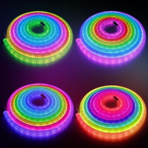 maylit 360 Degree Luminous Reticulate Weave Rope Lights, 16.4ft Addressable ICRGB LED Strip Lights, Music Sync, DIY Design, USB Powered Flexible LED Lights for Gaming Room Living Bedroom Wall Decor view 2