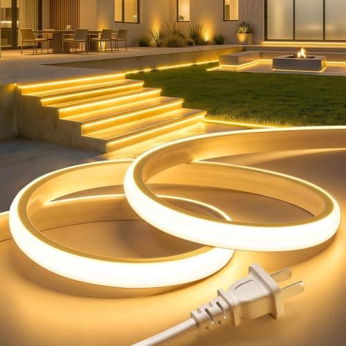 Lamomo COB LED Strip Lights 65.6Ft, Warm White Outdoor Led Rope Light, Waterproof Flexible Silicone Cuttable 3000K Neon Led Lights for Bedroom Garden Commerica Holiday Decor, CRI90+, AC 120V view 1