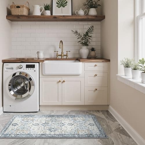 GENIMO Kitchen Rugs Non Slip Washable, 2PCS Kitchen Mats for Floor, Cushioned Standing Mat, Kitchen Runner Rug Floor Mat for Hallway, Laundry, Sink, Entryway, Home, 20"x32"+20"x48", Blue view 6