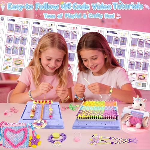 ELFJOY Bracelet Making Kit, Weaving Loom for Kids, Friendship Bracelet Kit, DIY Arts and Crafts for Girls, Potholder Bag Making Coaster Weaving, Weaving Supplies for Beginners Birthday Christmas view 6
