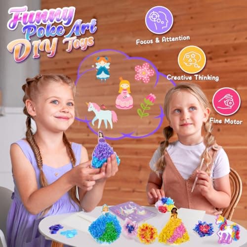 Poke in Art Kits for Girls Ages 4-8, Arts and Crafts Princess Toys for Kids view 6