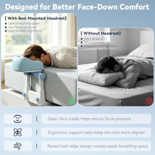 Massage Headrest for Bed, Portable Massage Head Holder, Adjustable U-Shaped Face Cradle with Silicone Cushion, Foldable Support, Face Down Pillow for Home Massage, Spa, Facial Care & Lash Extension view 2