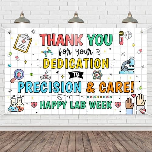 Wollmix Lab Week Decorations Banner - 70.8x43.3 Inch Thank You for All You Do Sign for Laboratory Workers, We Appreciate You Party Backdrop Decor Photography Supplies Photo Booth Background — image 1