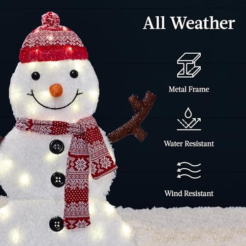Best Choice Products 4ft 3-Piece 2D Lighted Christmas Snowman Family Set, Large Outdoor Yard Decor Holiday Decoration w/ 135 Twinkling LED Lights view 6