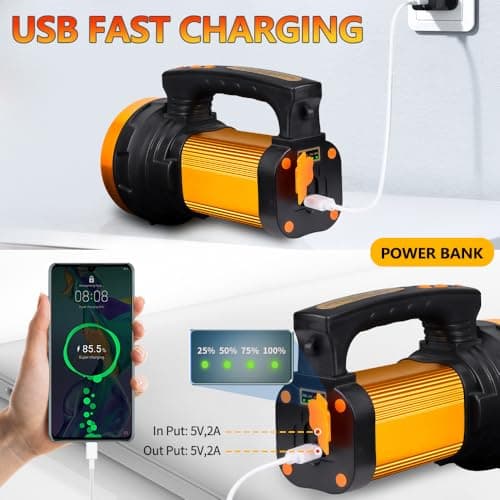 KINQILIN 1800LM Rechargeable Spotlight 13600mAh Spotlight Flashlight 80H Long Lasting IP67 Waterproof 3 Modes Spot Light for Outdoor Camping Home Emergency view 4