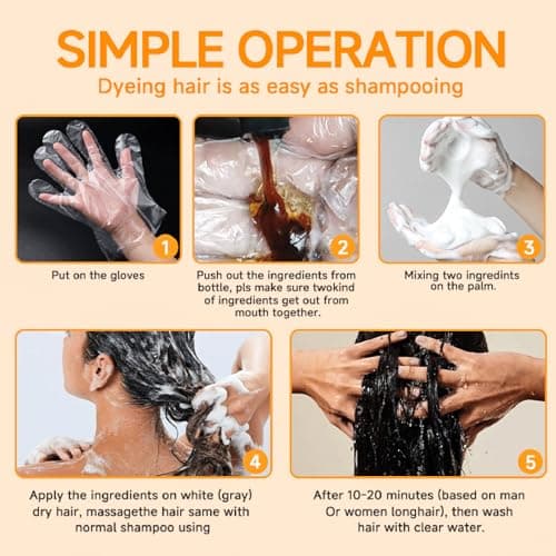 Natural Black Hair Color Dye Shampoo 3-in-1, Covers Gray Hair Fast with Long-Lasting Color, Rich Plant-Based Formula Repairs Damaged Hair, Gentle on Scalp for At-Home Use for Men & Women, 16.90 Fl Oz view 5