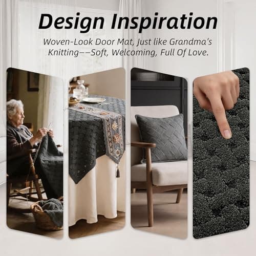 BEQHAUSE Dirt Trapper Door Mat Non-Slip Entryway Rugs Stain Resistant Absorbent Dog Doormats Woven-Look Washable Welcome Floor Doormat For Front Back Door, Dirty Wet Shoes & Paws, 32" x 48", Dark Grey view 6
