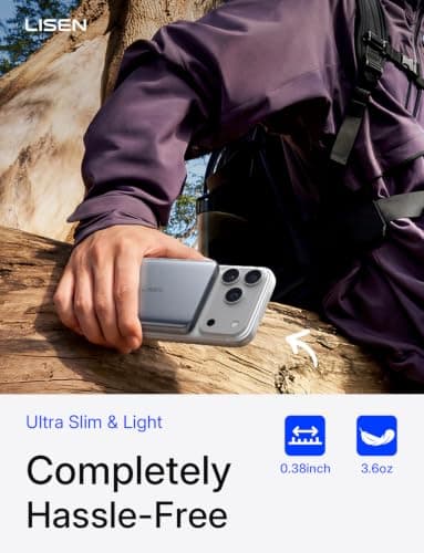 LISEN 0.3'' Ultra Slim [Qi2 15W] for MagSafe Battery Pack Power Bank for iPhone 18 pro Accessories, QI2 Certified 5000mAh Wireless Portable Charger,Travel Magnetic Power Bank for iPhone 18 Pro 17-12 view 6