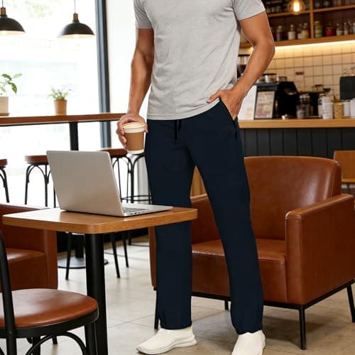 TOIUUI Mens Joggers Hiking Pants Lightweight UPF 50 Water Resistant Quick Dry Athletic Zipper Pocket Travel Workout Running view 5