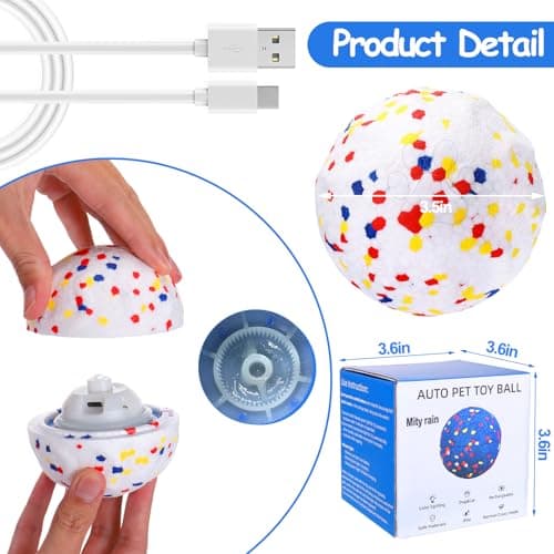 Mity rain Interactive Dog Toys - E-TPU Bouncy Ball for Small Medium Large Puppy Pet, Moving Balls for Dogs Enrichment, Motion Activated Toys that Keep Them Busy & Move on Its Own White view 6