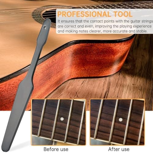 Guitar Fret Crowning File,Guitar Frets Crowning Luthier File Cutting Edge Tool Guitar Repair Tool,High Carbon Steel Nut Files for Electric,Acoustic,Bass Guitar (Black) view 4