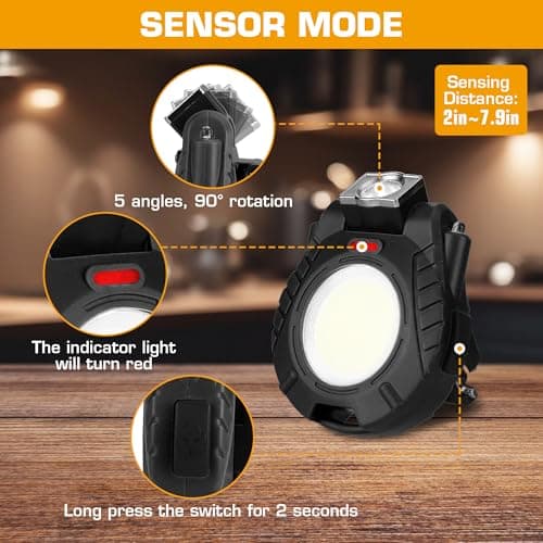 EverBrite Mini Hat Clip Light, Rechargeable Magnetic Keychain Work Light with Sensor Mode, 180° Rotatable Bracket, Bottle Opener, Clip Design - for Hiking, Camping, 6 Modes, Black view 5