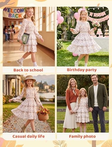 2026 New Girls Fall Floral Dress view 6