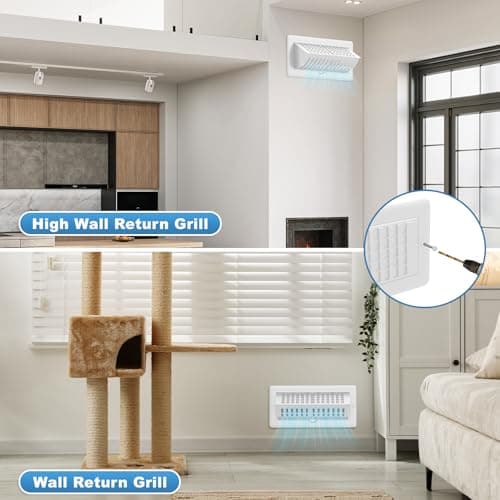 Floor Vent Covers with Vent Deflector, Adjustable Floor Register 4x10, Air Vent Deflector Includes Mounting Screws for Floor Wall & Ceiling for Easy Install, 2 in 1 Floor Vents, White, 2 Pack view 6