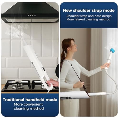 Steam Mop 13-in-1Detachable Handheld Steam Cleaner for Home, White | 380ml Removable Filtering Water Tank, Straps, 2 Levels of Steam, Display Screen Steamer for for Hardwood,Cloths and Carpet view 4