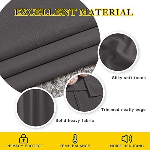 NICETOWN Gray Blackout Curtains for Bedroom 84 inches Long - Thermal Drapes Grommet Room Darkening Light Blocking Curtains Window Treatments for Living Room (2 Panels, W52 x L84, Grey) view 3