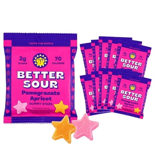 Better Sour Pomegranate Apricot Gummy Stars Candy, Healthy Candy with Low Sugar Gummies, Fiber Gummies with Added Fiber (Pack of 10) — image 1