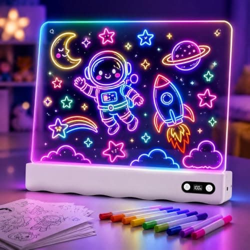 Cujemy LED Drawing Board for Kids,17" Rechargeable Light Up Doodle Boards | 3 Modes 8 Colors DIY USB-C Erasable Acrylic Neon LED Writing Tablet for Kids,Christmas Holiday Birthday Gifts for Girls Boys — image 1
