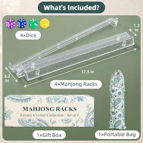 Mahjong Racks with Pushers Set of 4, Non-Slip 17.5" Mahjong Pushers, Glitter view 2