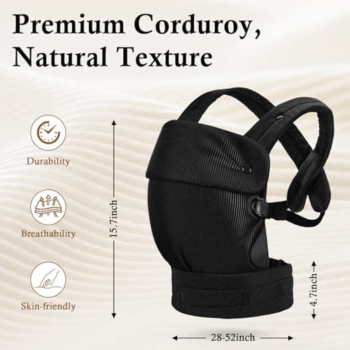 Huggynest Baby Carrier, Adjustable Lightweight Carrier Newborn to Toddler 7-44 lbs, Infant Carrier with Lumbar Support Front & Back Carry - Black view 2