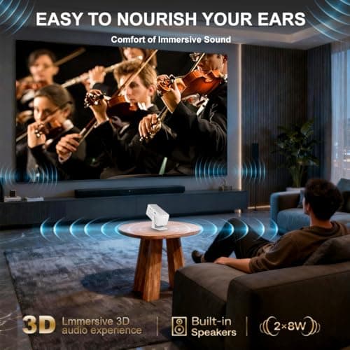 【Built-in APPS & 4K Support &135°Rotation】Mini Projector with WiFi and Bluetooth, 1080P Portable Projector,Auto Keystone,Supports Smartphones/TV Stick/iPad/PS5/Laptop/HDMI/USB view 5