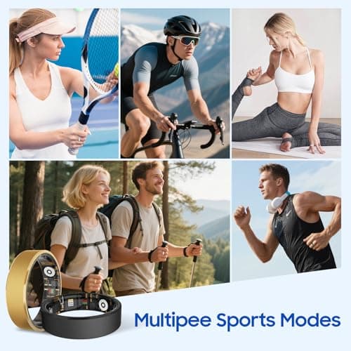 prxxhri Smart Health Ring, Featuring Stress and Sleep Monitoring Functions, Compatible with iOS and Android,Waterproof Fitness Tracker for Women & Men, No Subscription Fee. (Silver, 9) view 7