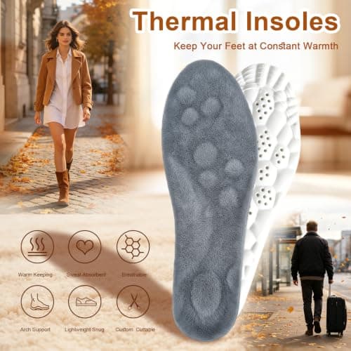 2 Pairs Coral Fleece Insoles for Men Women view 2