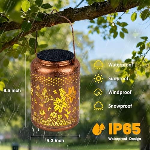 Solar Lanterns Outdoor Waterproof Hummingbird, KagoLing Birthday Gifts for Women Mom Grandma, Garden Decor Hanging Solar Lights Outdoor Metal Lantern Decoration Outside for Yard, Patio, Backyard view 2