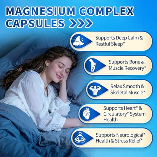 Triple Magnesium Complex for Women and Men - Magnesium Glycinate 400mg, Malate, Citrate, High Absorption Chelated Magnesium Supplement Support Sleep, Muscle, Non-GMO, Gluten Free - 240 Capsules view 2