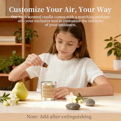 Divilah Birthday Candles Gifts for Women Men, Handmade Soy Scented Candle Aromatherapy Happy Birthday Gift for Mom, Dad, Sister, Teacher, Friends, Daughter Son, English Pear Freesia Candle, 9.9oz view 5