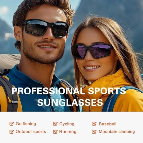 suoso Polarized Sports Sunglasses Men: Running Sunglasses Women UV400 Protection Wrap Around Glasses for Fishing Driving TR90 view 3