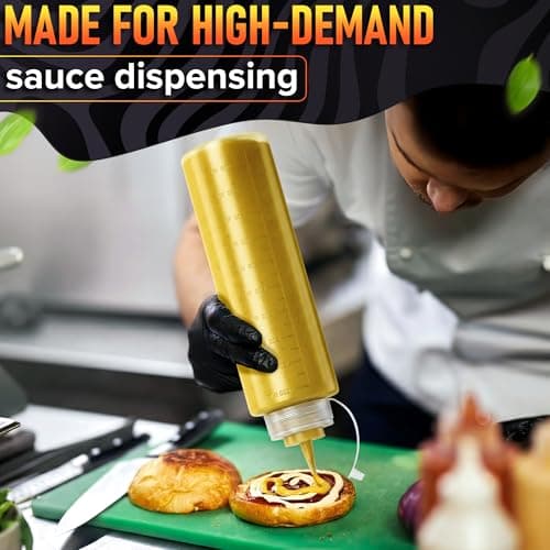 3-Pack Plastic Condiment Squeeze Bottles 36oz – Refillable Squirt Bottles with Narrow Tip, Leak-Resistant | Great for Oil, Sauces, Ketchup, Mayonnaise, Syrup, Dressing, BBQ Stations & Catering Use view 6