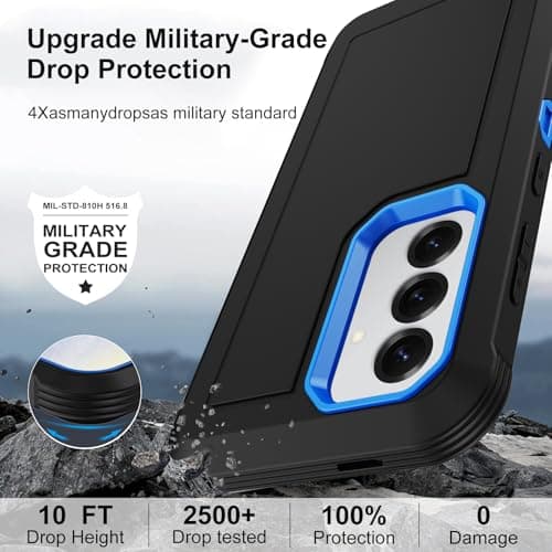 Annymall for Samsung Galaxy S25 Case with 2 Screen Protector,Shockproof Military Grade Drop Protection Multi-Layer Heavy Duty Durable Rugged Bumpers Tough Cell Phone Protective Cover (Black/Blue) view 4