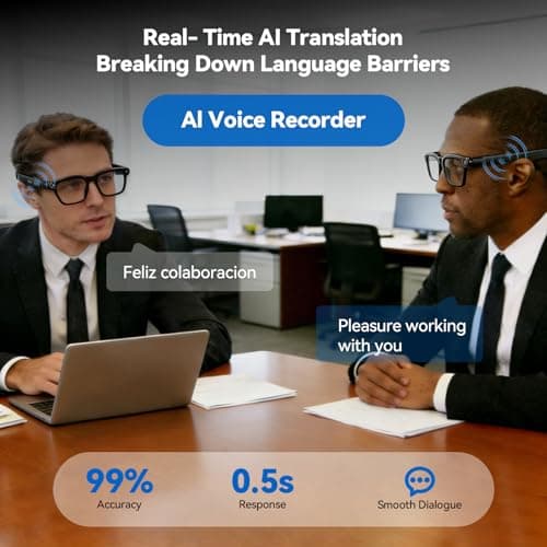 XOOMEER AI Smart Glasses with 8MP Camera, 1080P Video Recording and Photo, Bluetooth 5.4 Audio Calls & Music, AI Voice Assistan, AI Recording, Real Time Translation - for Life, Work and Vlog view 3