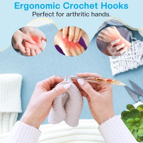 3.5mm Crochet Hooks,Ergonomic Crochet Hook with Floral Resin Grips,Stylish and Unique,Crocheting kit for Beginners, Arthritic Hands and Professional view 2
