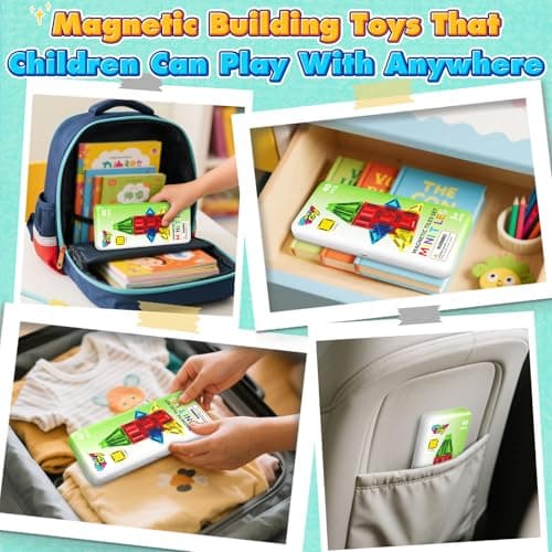 40PCS Mini Magnetic Tiles Toddler Travel Essentials Toys with Case Set, Magnetic Building Blocks Kids Games, Montessori Preschool Education Sensory Toys for 3 4 5 Year Old Boys Girls Birthday Gifts view 4
