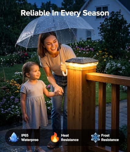 ENSLI 4x4 Solar Post Cap Lights Outdoor with 3 Modes, 6 Pack 40 LEDs Fence Post Solar Lights Outdoor Waterproof, 30 Lumens Fence Deck Post Lights Solar Powered for 4x4 3.5x3.5 Vinyl Wooden Post view 5