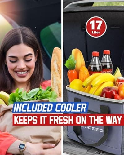 Car Trunk Organizer with Portable Leak Proof Cooler Bag, 3 Compartments Collapsible Car Organizers and Storage with Foldable Cover, Christmas Gifts, Suitable for SUV, Auto, Truck, Minivan view 4