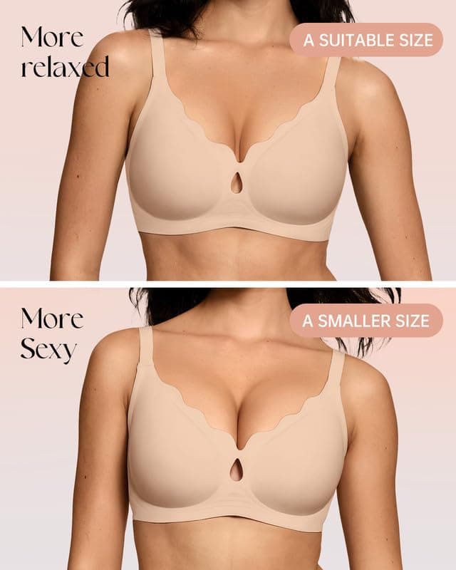 ProKloud Wireless Bras for Women Wave Push Up No Underwire Bralettes Seamless Full Coverage Support Lift Everyday Bra view 4