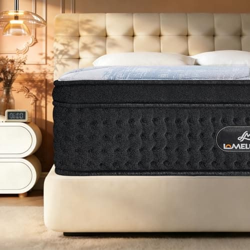 Lomeluous King Mattress, 14” King Size Mattress Hybrid with 4 Layers Premium Gel Memory Foam and Edge Support 7-Zone Pocket Springs, Motion Isolation & Pressure Relief, Plush Medium Comfort in a Box — image 1