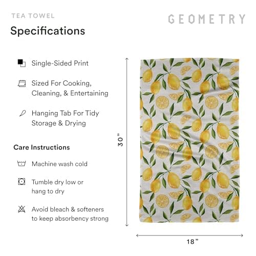 GEOMETRY Spring Kitchen Towels - Quick Dry Microfiber Cloth Spring & Summer Dish Towels for Kitchen Drying - Premium Quick Dry Towel - Lemonade Lines, 18" x 30" - 2-Pack view 3